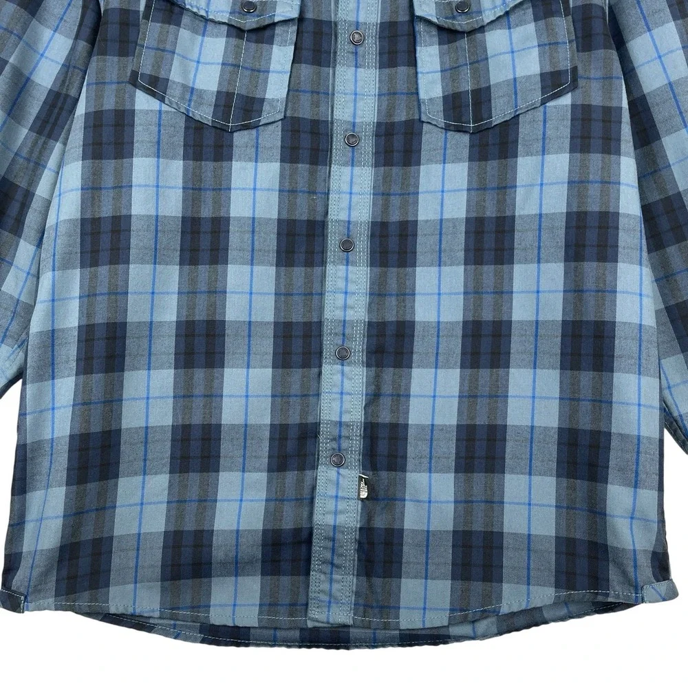The North Face Flannel Shirt Men's Medium Blue Plaid Button Up Long Sleeves